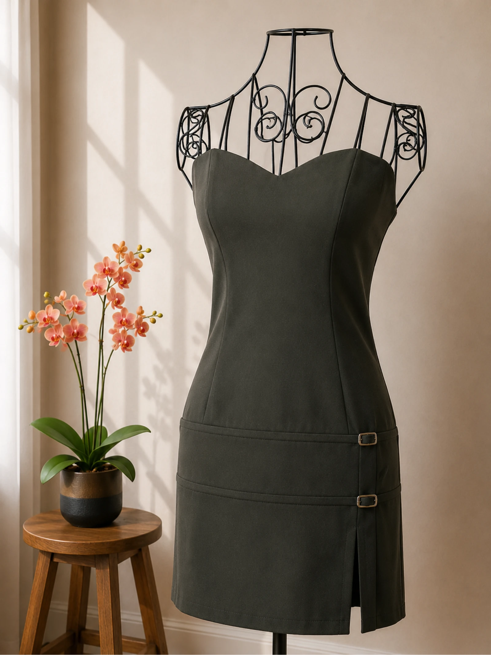 Robe bustier ASOS Design kaki T34 neuve étiquette soirée cocktail office siren